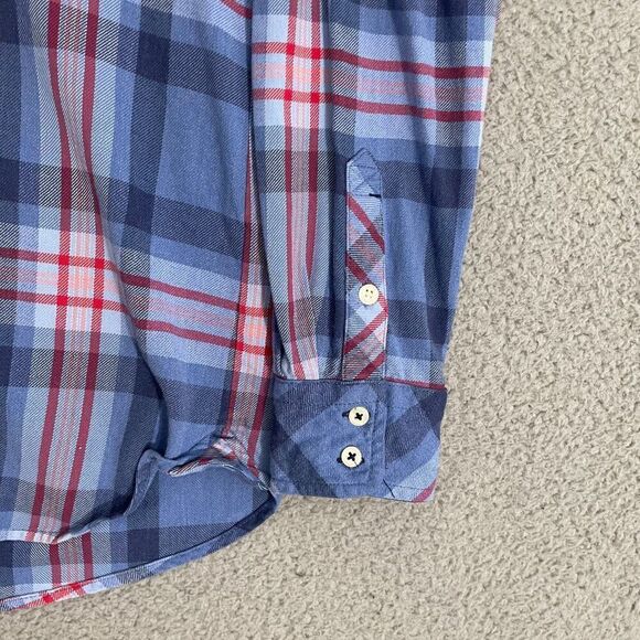 Vineyard Vines Shirt Women 4 Blue Plaid Relaxed Button Front Flannel - Picture 2 of 10